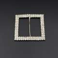 Пряжка неразъемная со стразами металл 52мм 70х70мм серебристая