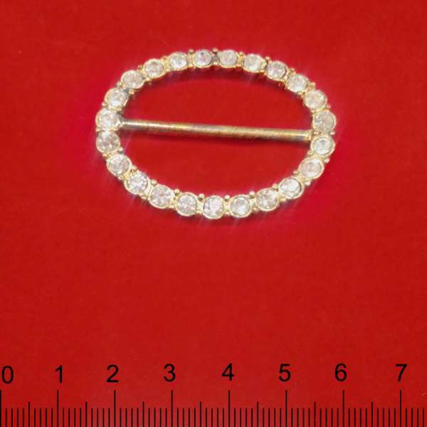 Пряжка неразъемная со стразами металл 40мм 50х40мм золотистая