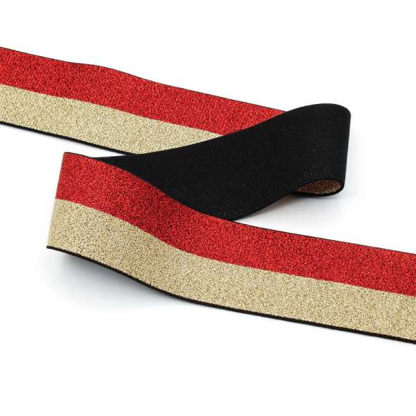 Резинка 40мм красная/золотистая с люрексом