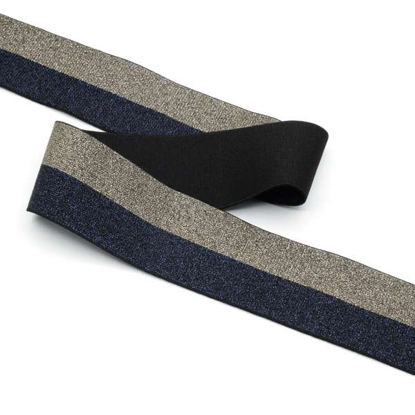 Резинка 40мм синяя/серая с люрексом