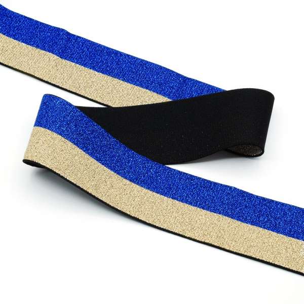 Резинка 40мм синяя/золотистая с люрексом