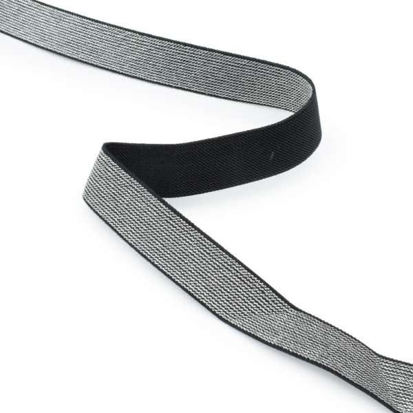 Резинка 25мм черно-серебристая с люрексом