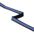 Резинка 20мм черная с сине-белой полоской с люрексом