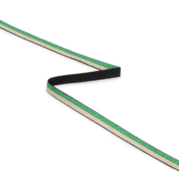 Резинка 10мм зеленая/золотистая с люрексом