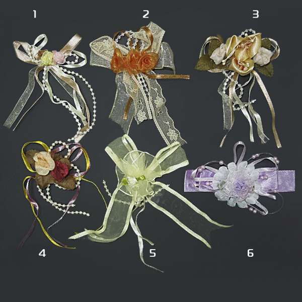 Пришивной декор розочка с бантиком в ассортименте