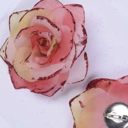 Брошь цветок красно-розовый 9 см