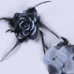 Брошь цветок серый темный 8 см