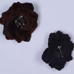 Брошь цветок коричневый бархат 9 см