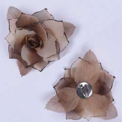 Брошь цветок бежево-коричневый 11 см