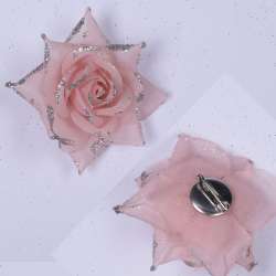 Брошь цветок розовый светлый 7см