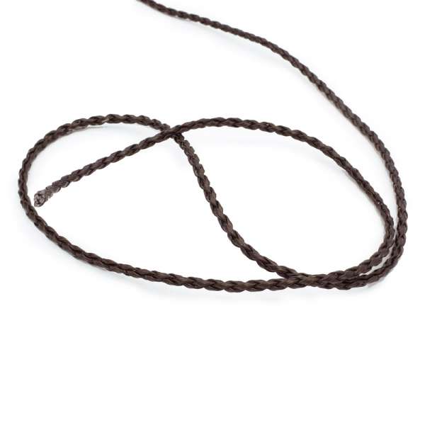 Шнур кожзам плетеный коричневый темный