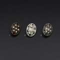 Пуговица на ножке металл овальная с камнем белым 17х13 мм