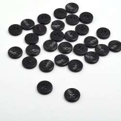 Пуговица черная 15мм на 4 прокола (1005)