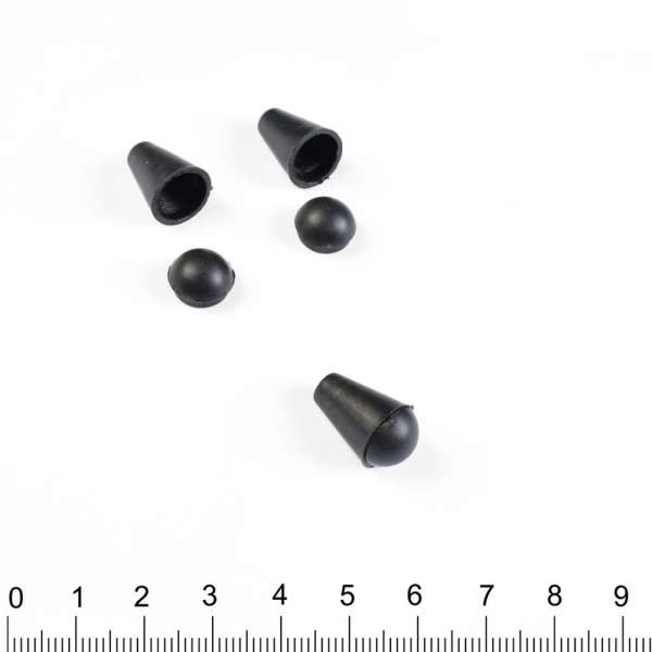 Наконечник пластик с заглушкой под шнур 4мм  колокольчик 18мм черный