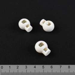 Фиксатор пластик 1 отверстие 4мм шар14мм молочный