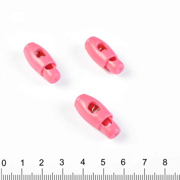 Фиксатор пластик 1 отверстие 4мм бочонок 22мм розовый