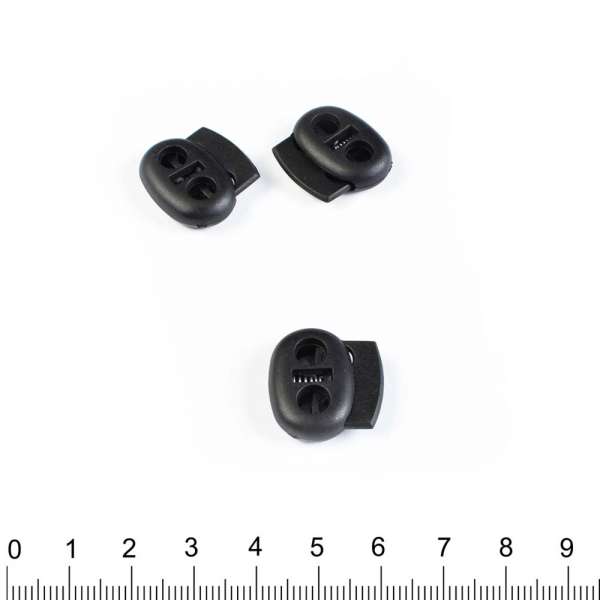 Фиксатор пластик 2 отверстия 4 мм овальный 22мм черный
