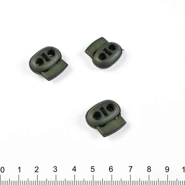 Фиксатор пластик 2 отверстия 4 мм овальный 18мм зеленый темный