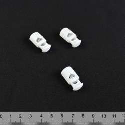 Фиксатор пластик 1 отверстие 4мм бочонок 19мм белый