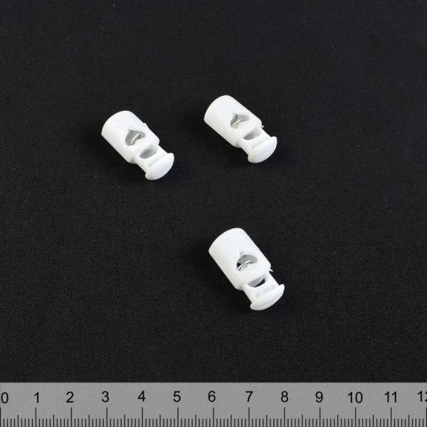 Фиксатор пластик 1 отверстие 4мм бочонок 19мм белый