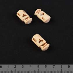 Фиксатор пластик 1 отверстие 4мм бочонок 19мм бежевый