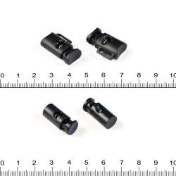 Фиксатор пластик 1 отверстие 4мм бочонок 19мм черный