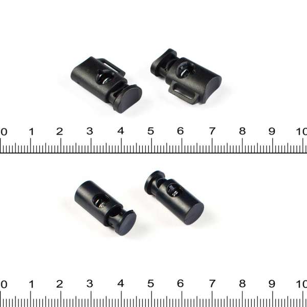 Фиксатор пластик 1 отверстие 4мм бочонок 19мм черный