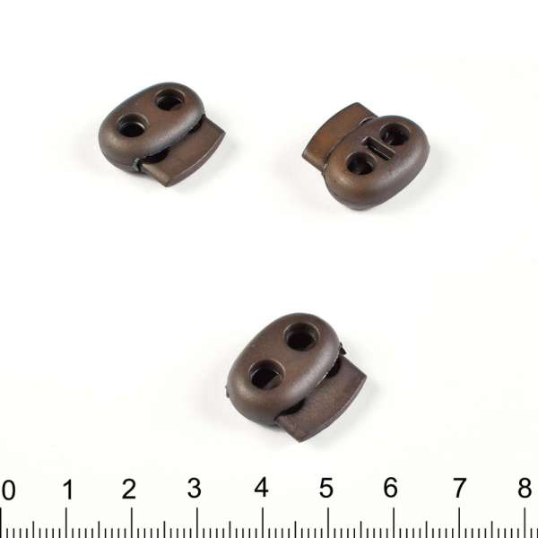 Фиксатор пластик 2 отверстия 4 мм овальный 18м коричневый темный