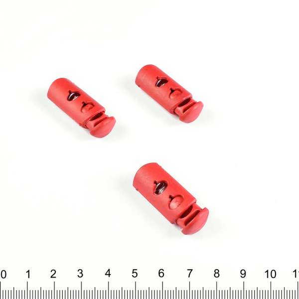 Фиксатор пластик 2 отверстия 4мм бочонок 30мм красный