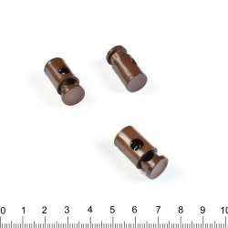 Фиксатор пластик 1 отверстие 4мм бочонок 19мм коричневый темный