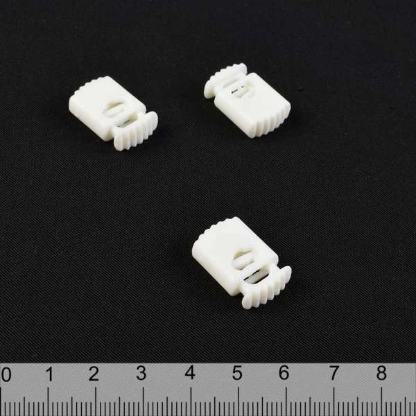 Фиксатор пластик 1 отверстие 4мм бочонок рефленый 14мм молочный