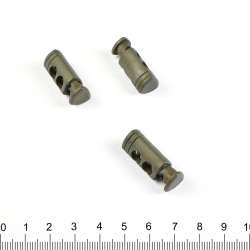 Фиксатор пластик 2 отверстия 4мм бочонок 23мм зеленый темный