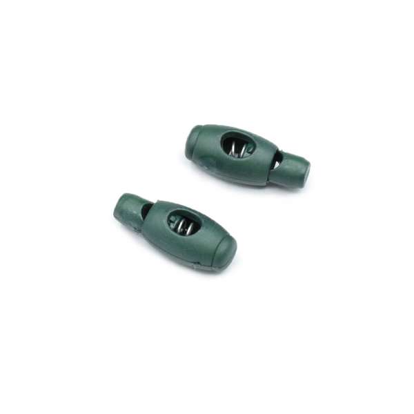 Фиксатор пластик 1 отверстие 4мм бочонок 20мм зеленый темный