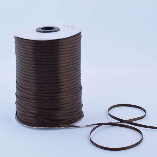 Лента атласная 3мм коричневая темная А1-01-037 на метраж  (бобина 880яр/315г)