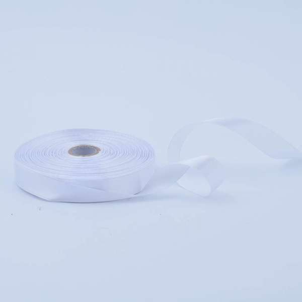 Лента атласная 15мм белая А1-05-001 на метраж (бобина 50яр/68,2гр)