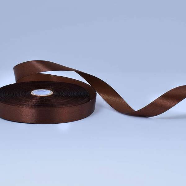 Лента атласная 15мм коричневая А1-05-032 на метраж (бобина 50яр/68,2гр)