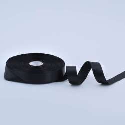 Лента атласная 15мм черная А1-05-039 на метраж (бобина 50яр/68,2гр)