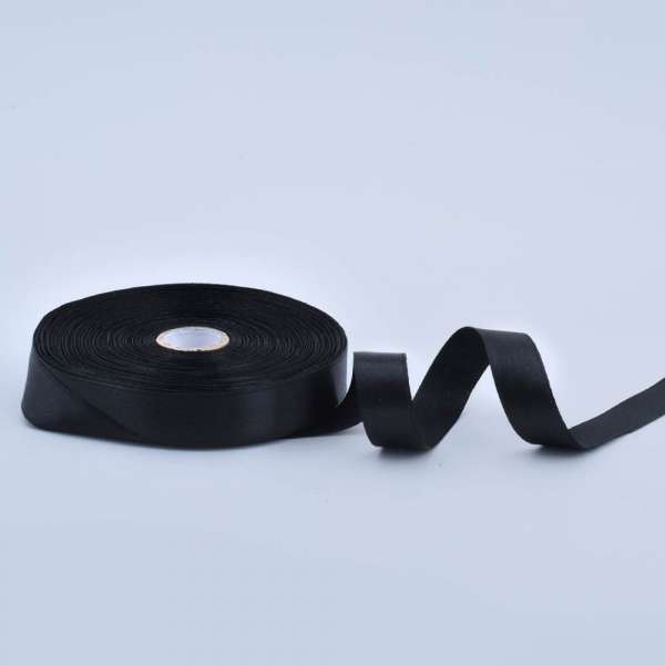 Лента атласная 15мм черная А1-05-039 на метраж (бобина 50яр/68,2гр)
