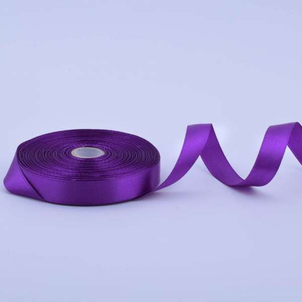 Лента атласная 15мм фиолетовая темная А1-05-046 на метраж (бобина 50яр/68,2гр)