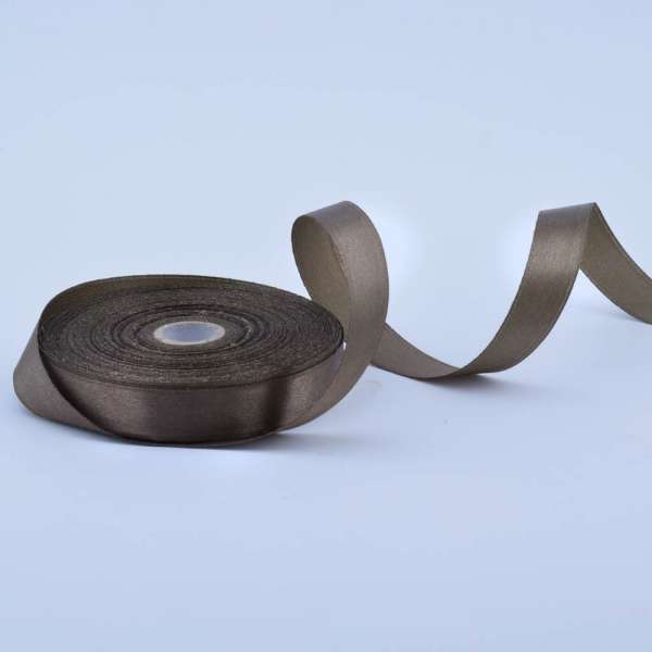 Лента атласная 15мм оливково-коричневая А1-05-129 на метраж (бобина 50яр/68,2гр)