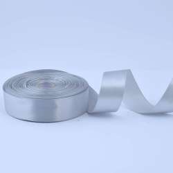 Лента атласная 25мм серая А1-08-003 светлая на метраж (бобина 50яр/119г)