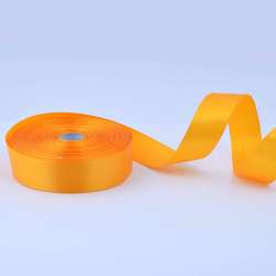 Лента атласная 25мм желтая яркая А1-08-017 на метраж (бобина 50яр/119г)