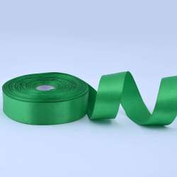 Лента атласная 25мм зеленая яркая А1-08-019 на метраж (бобина 50яр/119г)