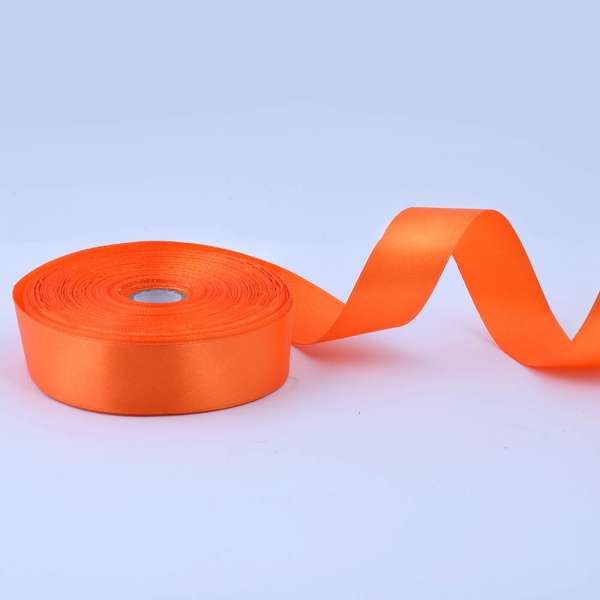 Лента атласная 25мм оранжевая яркая А1-08-025 на метраж (бобина 50яр/119г)