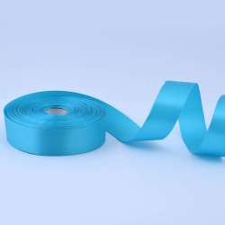 Лента атласная 25мм бирюзовая яркая А1-08-047 на метраж (бобина 50яр/119г)