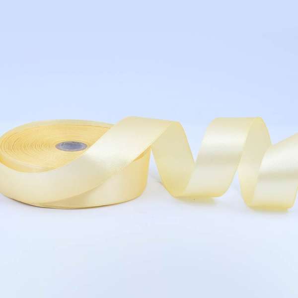 Лента атласная 25мм желтая бледная А1-08-080 на метраж (бобина 50яр/119г)