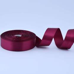 Лента атласная 25мм вишневая А1-08-083 на метраж (бобина 50яр/119г)