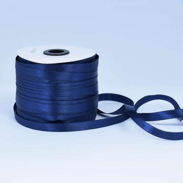 Лента атласная 10мм синяя темная А1-03-081 на метраж (бобина 230яр/193,70г)