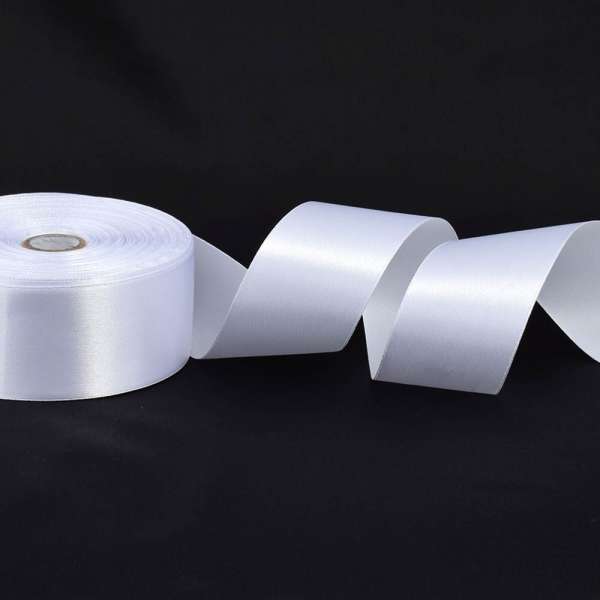 Лента атласная 40мм белая А1-12-001 на метраж (бобина 50яр/174г)