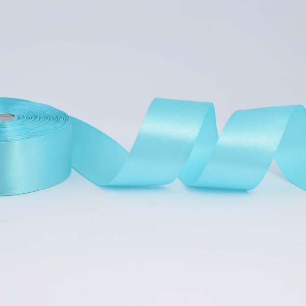 Лента атласная 40мм голубая яркая А1-12-020 на метраж (бобина 50яр/174г)